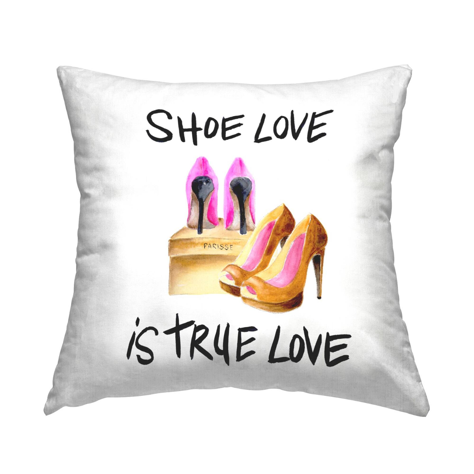Stupell Industries Shoes True Love Glam Fashion Heels Phrase Throw Pillow, 18" x 18"